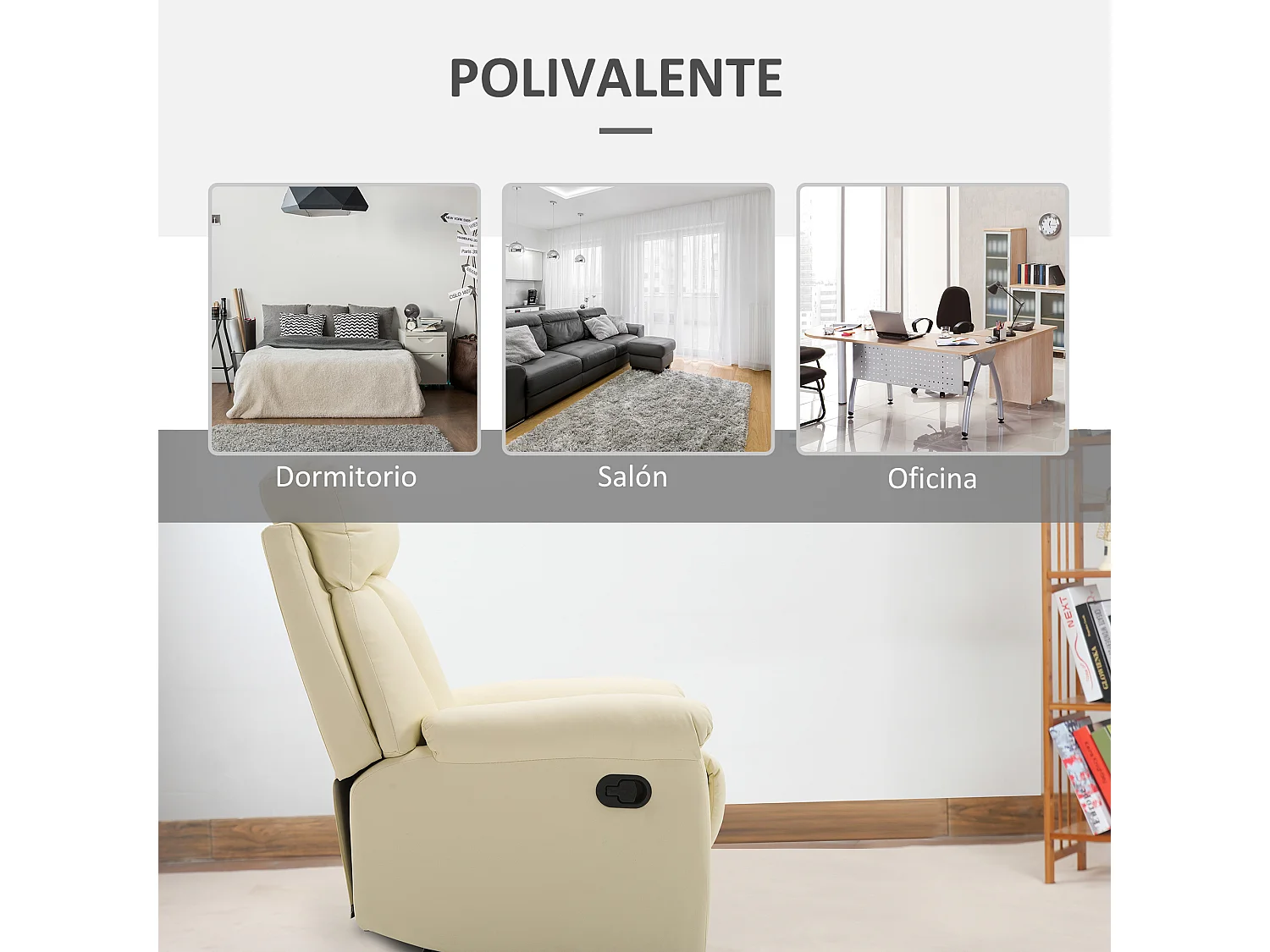 Sillón reclinable blanco 80x97x107 cm HOMCOM