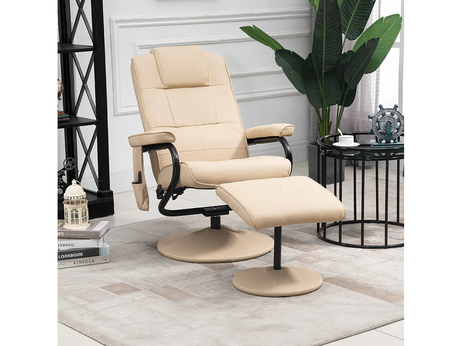 Sillón de masaje eléctrico beige 77x84x95 cm HOMCOM