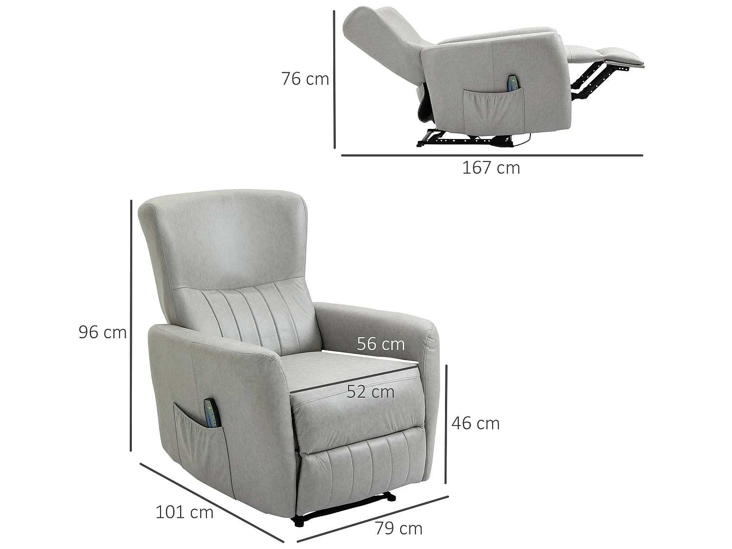 Sillón de masaje gris 79x101x96 cm HOMCOM