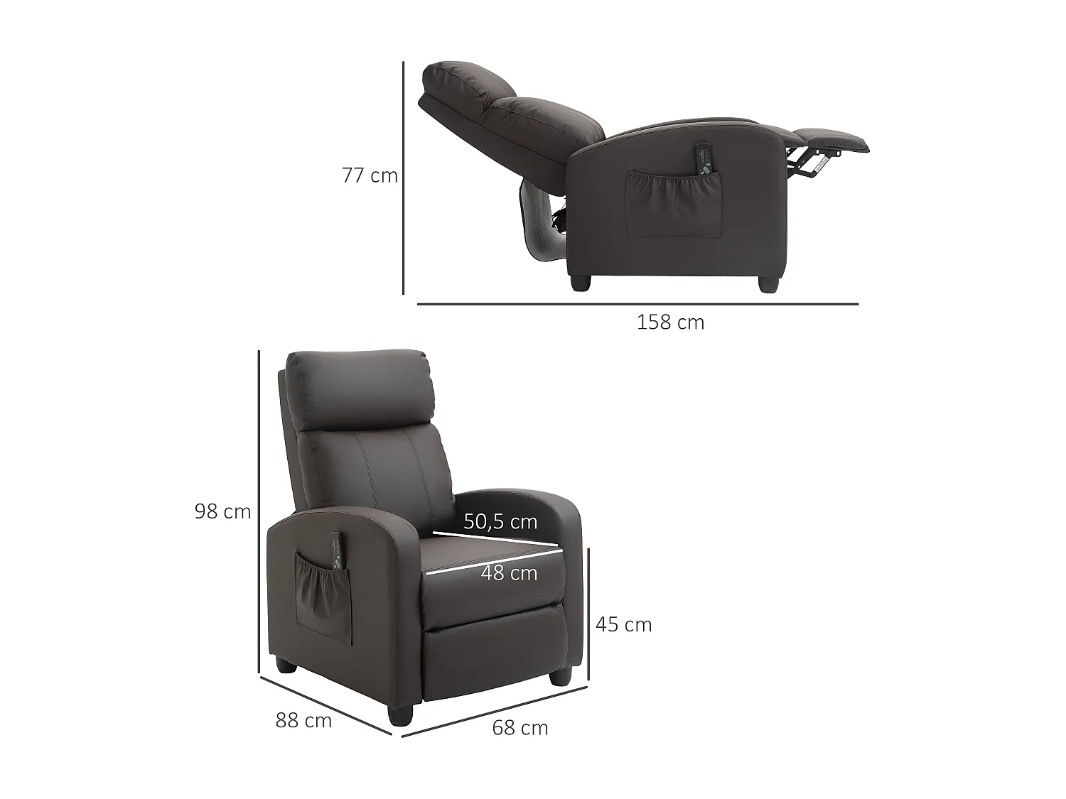 Sillón de masaje marrón 68x88x98 cm HOMCOM