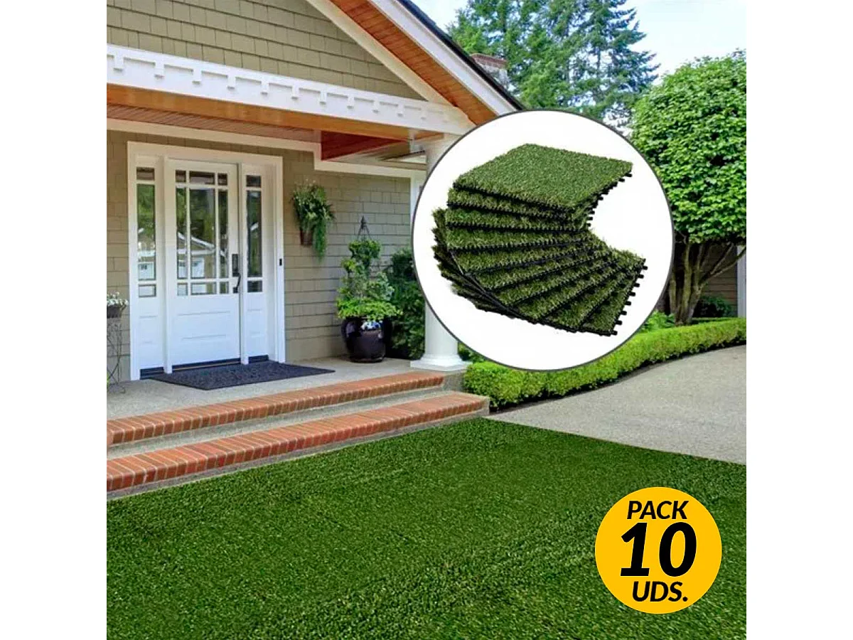 Césped artificial verde 30x30x3.5cm Outsunny