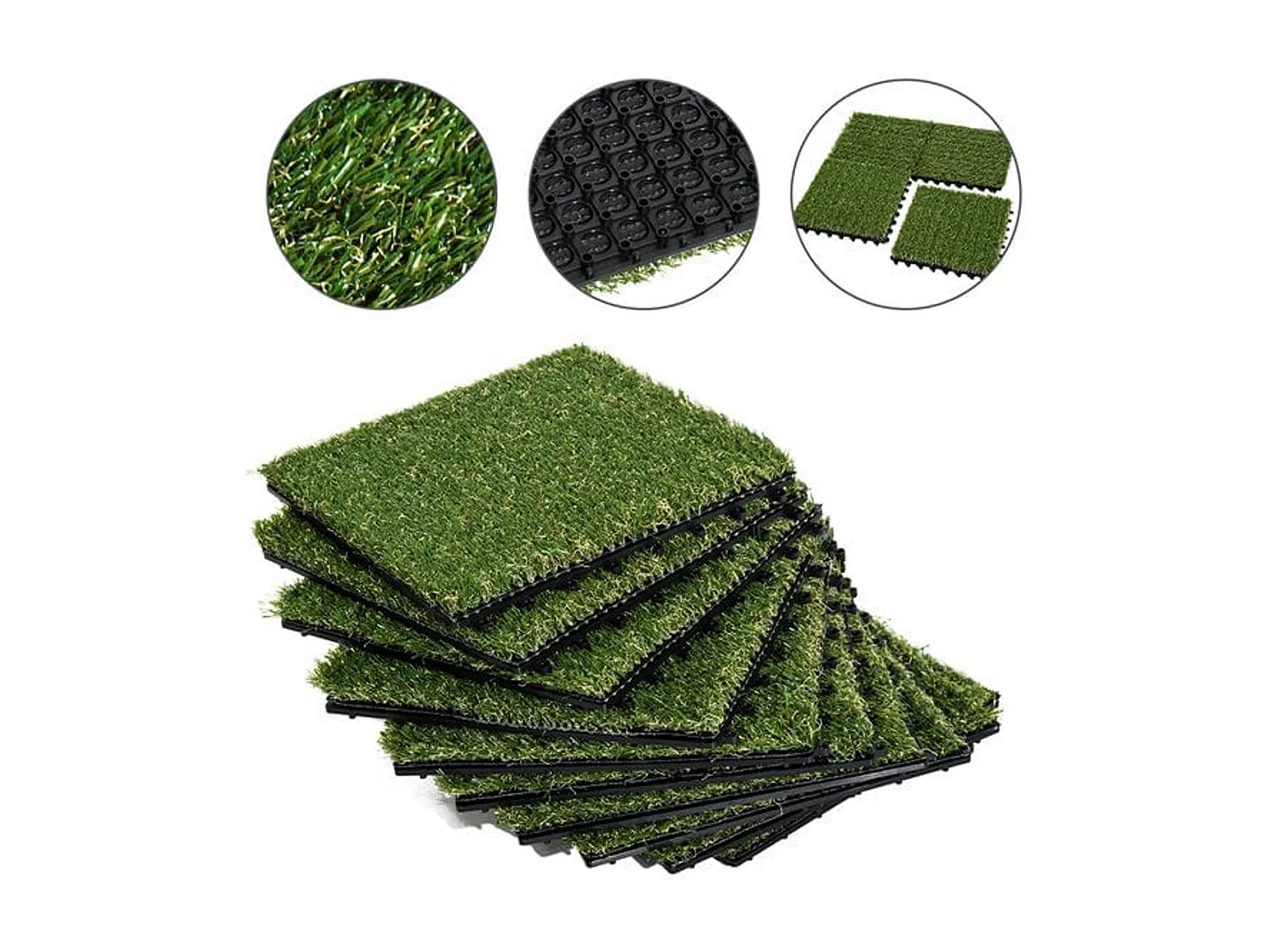 Césped artificial verde 30x30x3.5cm Outsunny