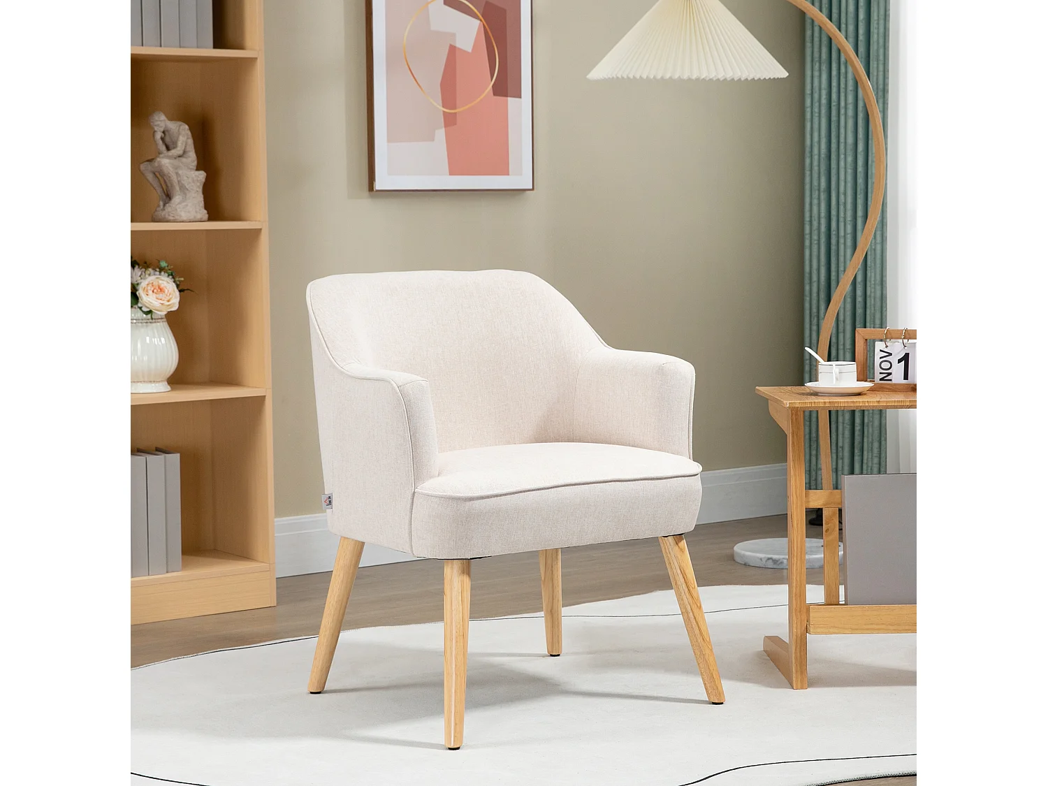 Butaca de salón crema 64.5x65x79.5 cm HOMCOM