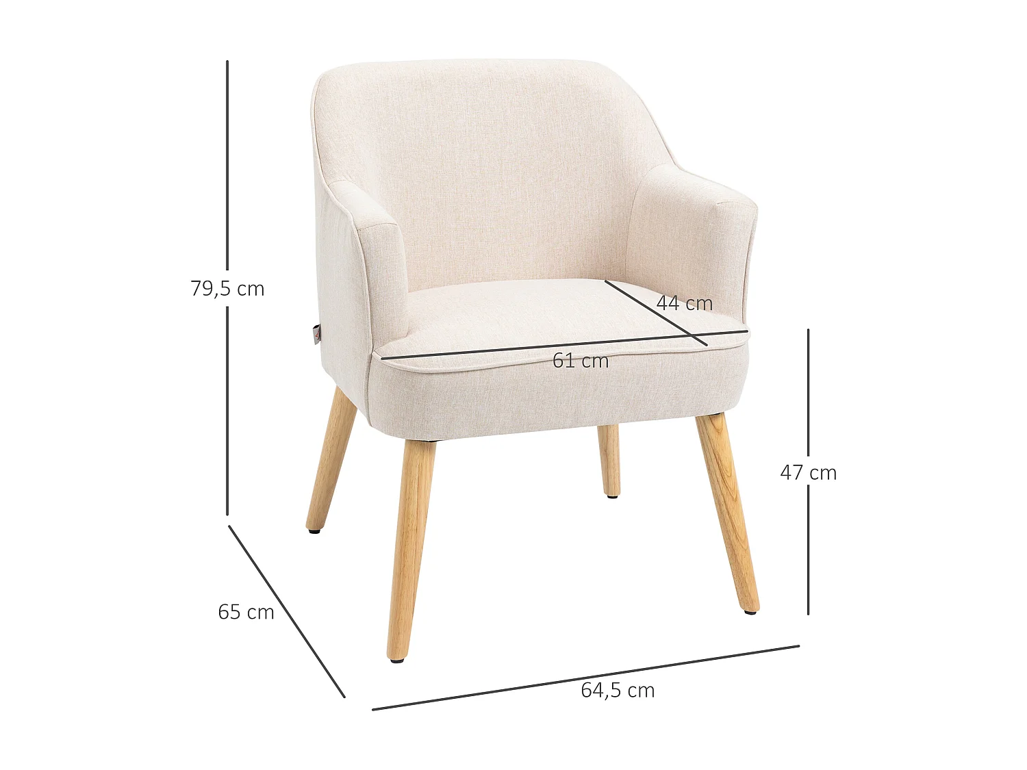 Butaca de salón crema 64.5x65x79.5 cm HOMCOM