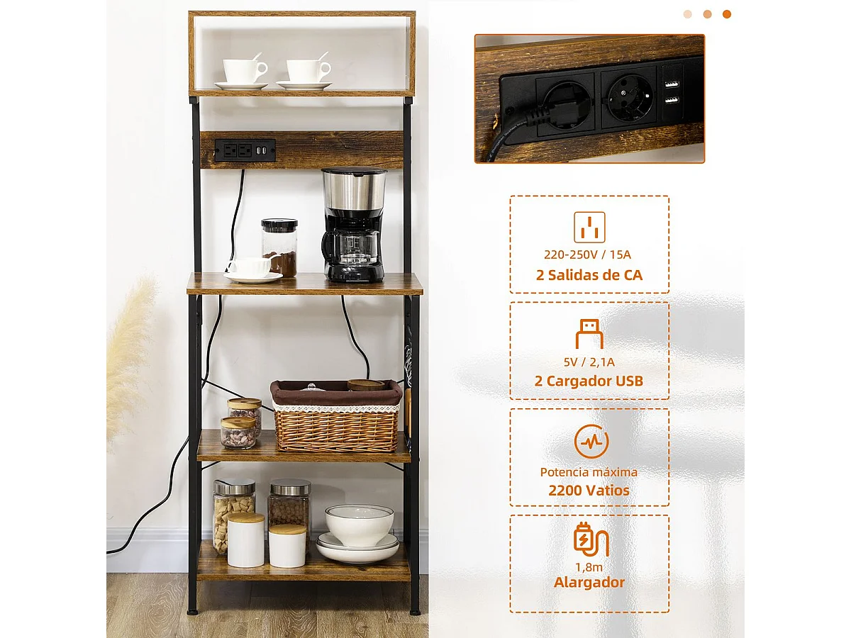 Estantería de cocina marrón rústico 60x42x153 cm HOMCOM