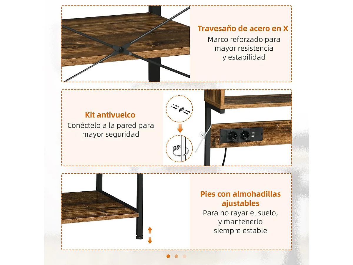 Estantería de cocina marrón rústico 60x42x153 cm HOMCOM