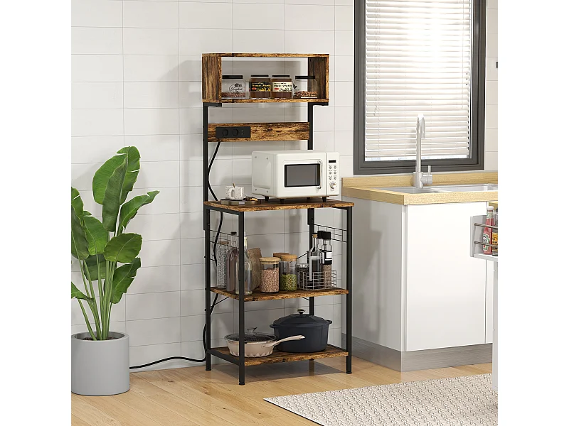 Estantería de cocina marrón rústico 60x42x153 cm HOMCOM