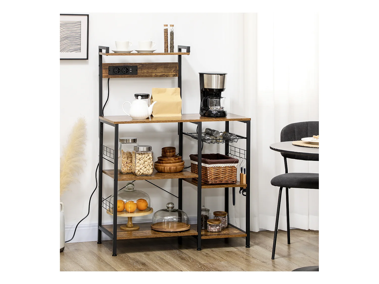 Estante de cocina marrón rústico 90x42x130 cm HOMCOM