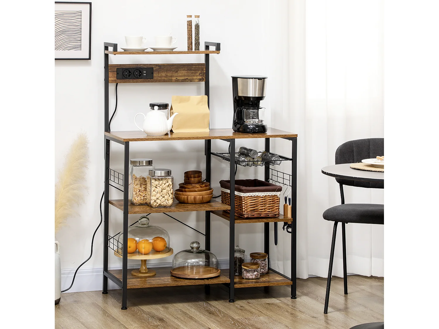 Estante de cocina marrón rústico 90x42x130 cm HOMCOM