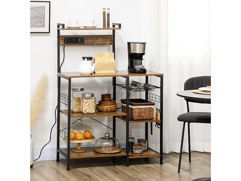 Estante de cocina marrón rústico 90x42x130 cm HOMCOM