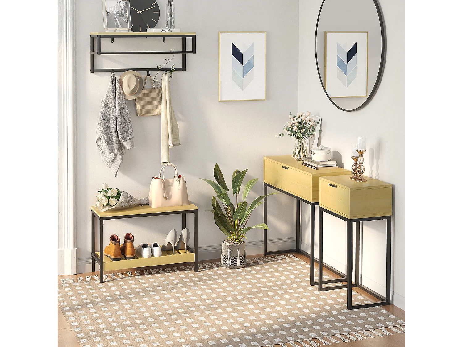 Mesa consola madera natural 80x30x76 cm HOMCOM