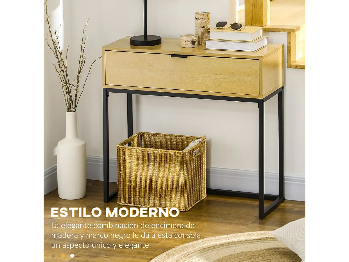 Mesa consola madera natural 80x30x76 cm HOMCOM