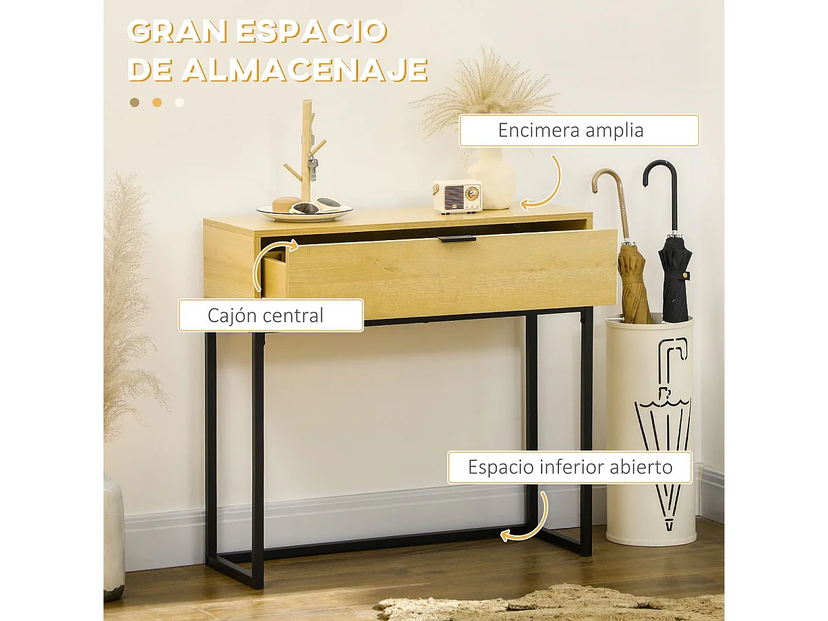 Mesa consola madera natural 80x30x76 cm HOMCOM