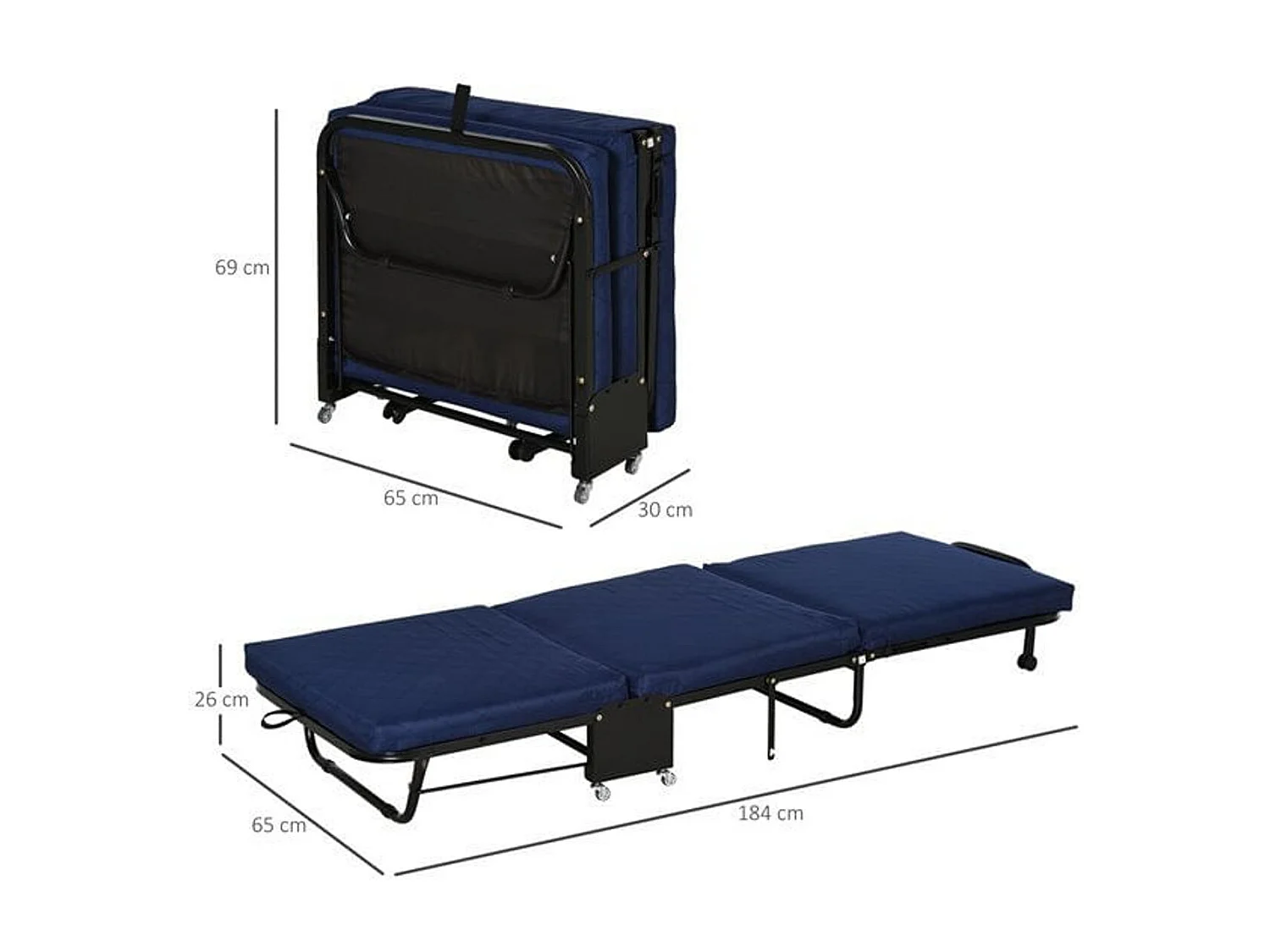 Cama plegable azul 184x65x26 cm HOMCOM