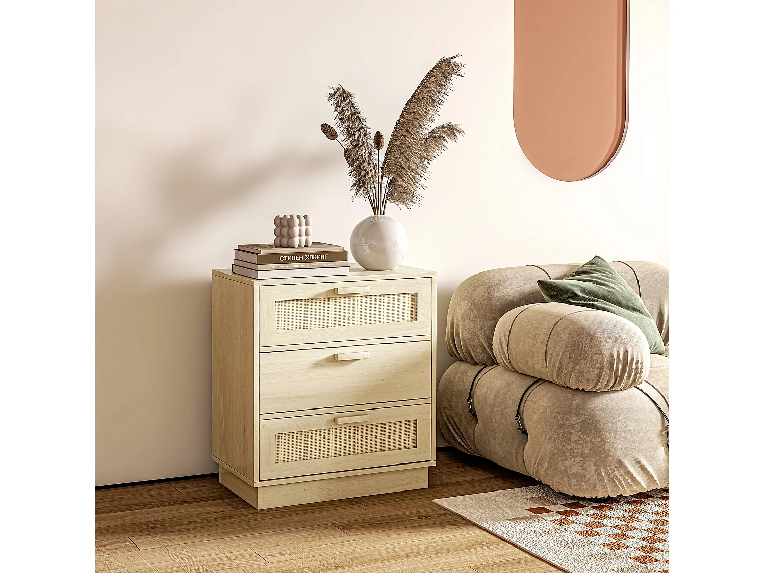 Cómoda con cajones madera natural 60x38x69 cm HOMCOM