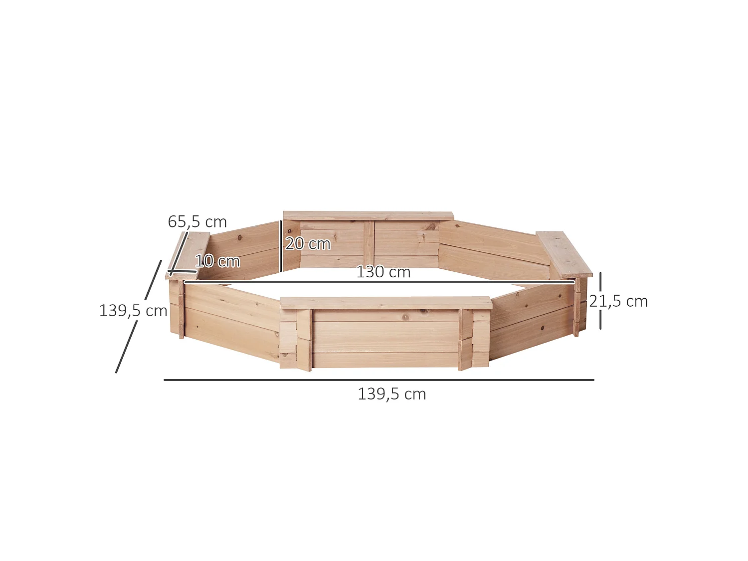 Arenero infantil natural y azul 139.5x139.5x21.5 cm Outsunny