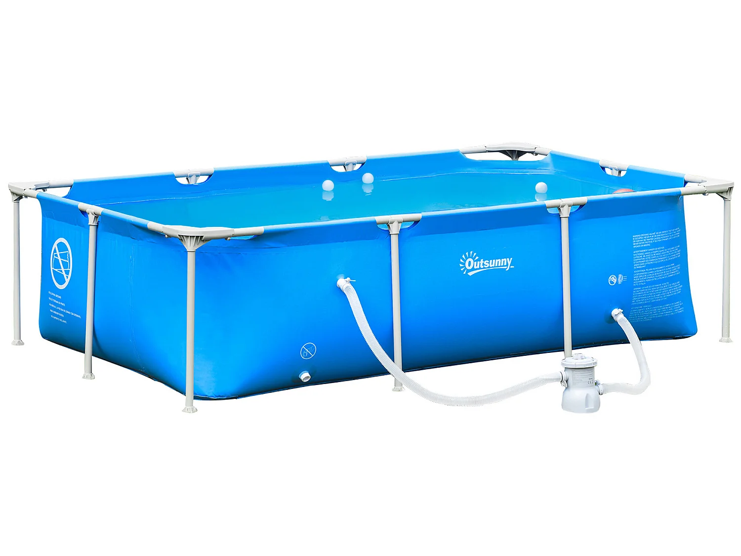 Piscina desmontable azul 252x152x65 cm Outsunny