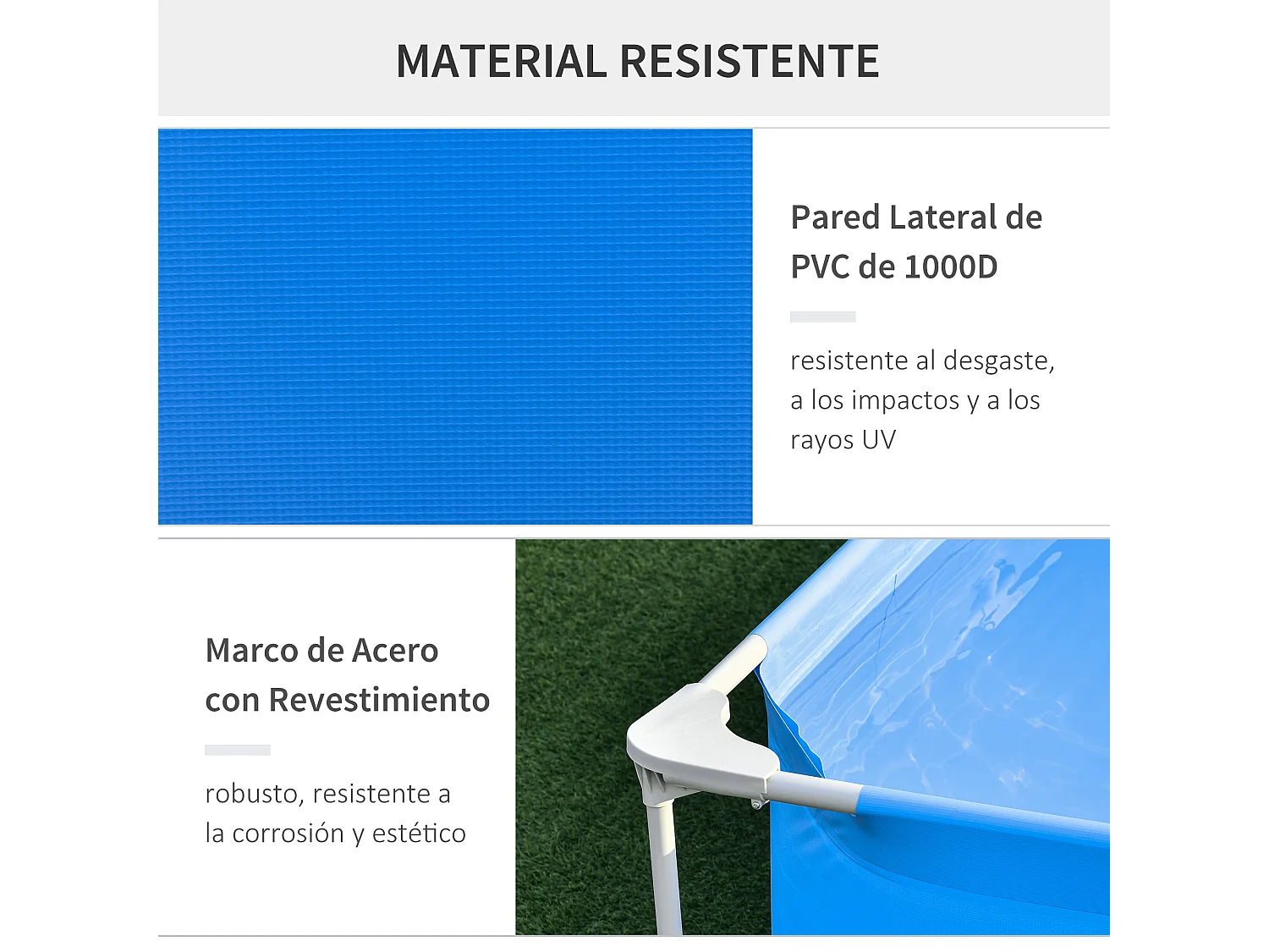 Piscina desmontable azul 252x152x65 cm Outsunny