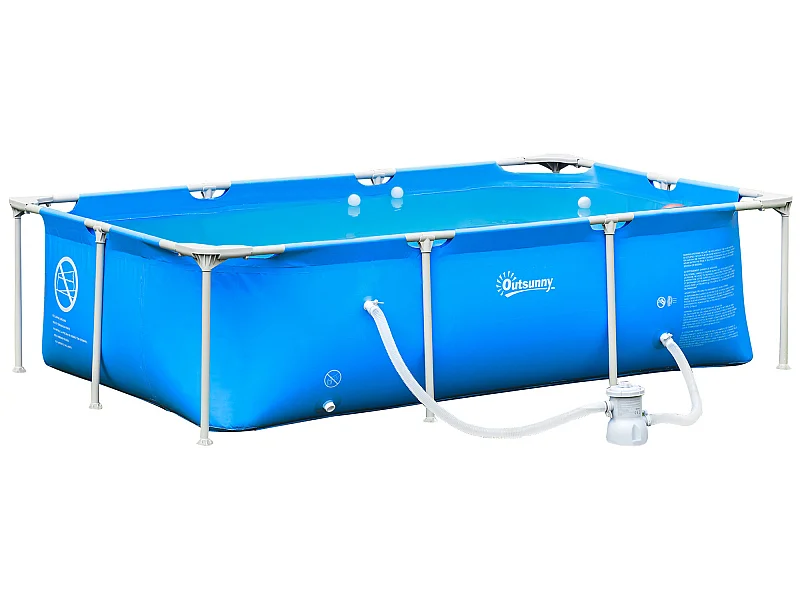 Piscina desmontable azul 252x152x65 cm Outsunny