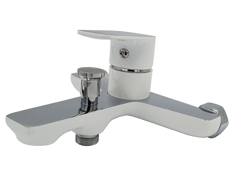 Rubinetto Per Vasca Bianco Cromo Muro Monocontrollo Dokos