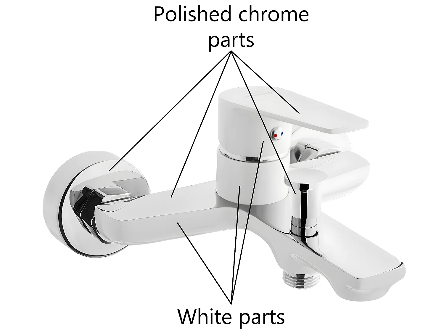 Rubinetto Per Vasca Bianco Cromo Muro Monocontrollo Dokos