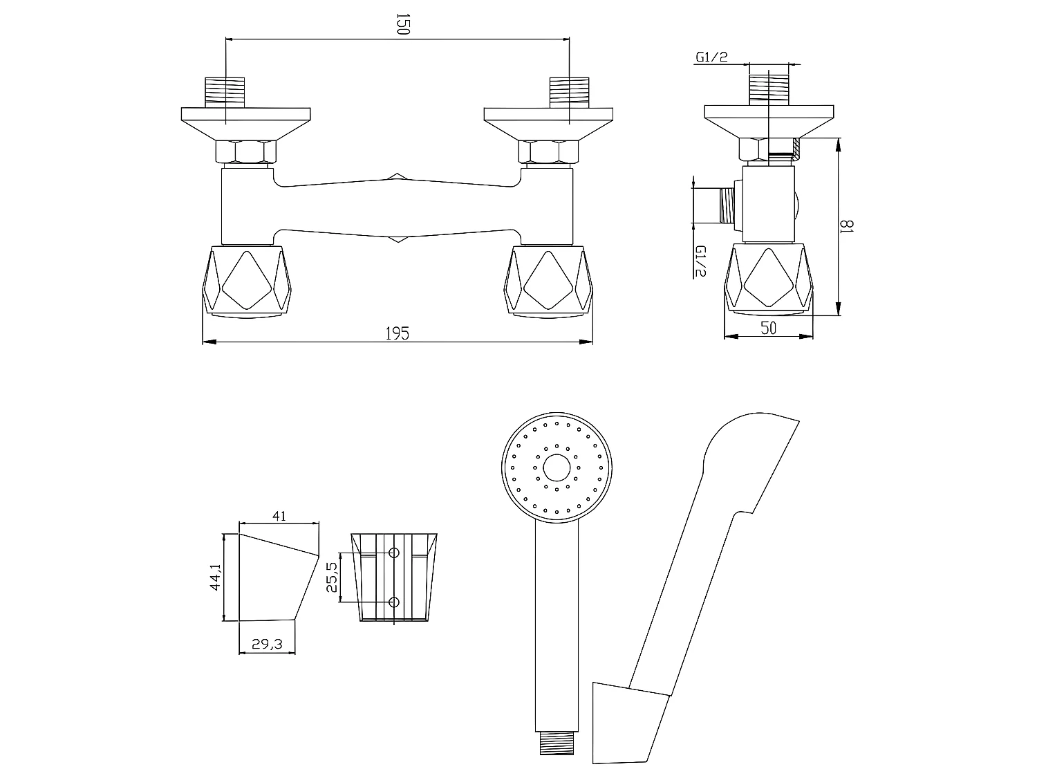 Rubinetto Per Vasca Cromo A Muro Classico