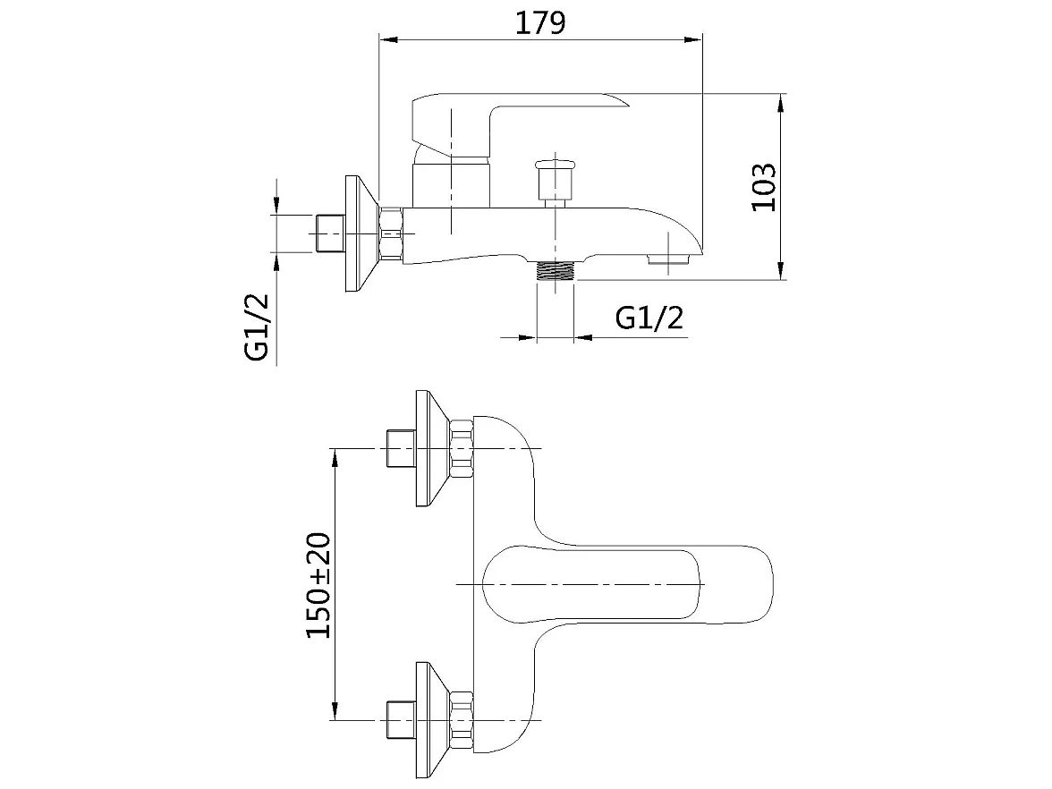 Robinet Mitigeur Baignoire Noir Mural Monocommande