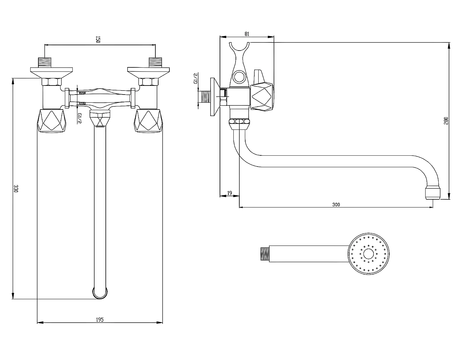 Badewannenarmatur Chrom Wandarmatur Langer Auslauf