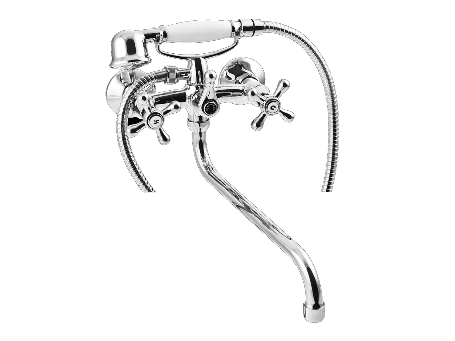 Badewannenarmatur Chrom Wandarmatur Langer Auslauf Zweigriffarmaturen