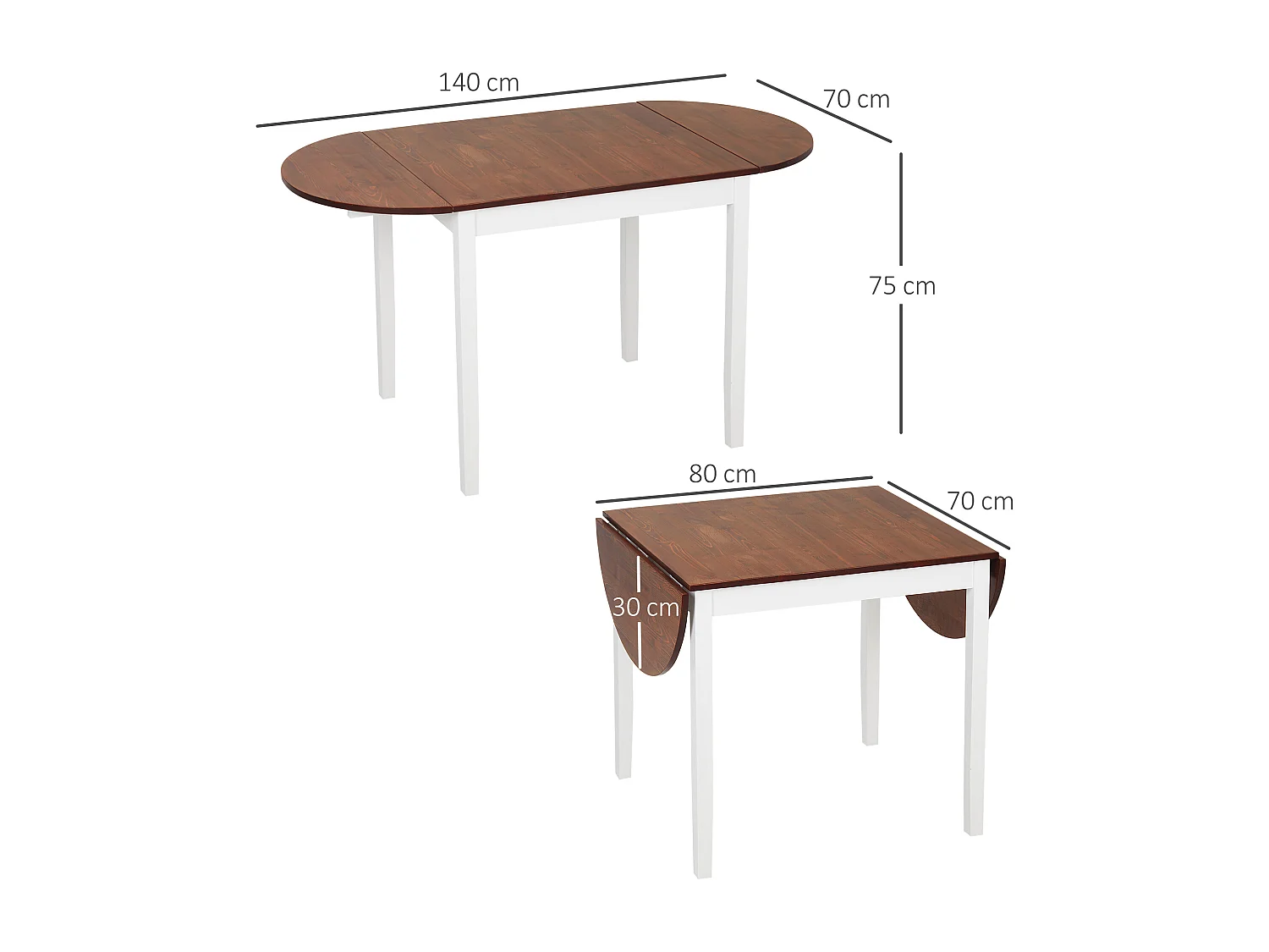 Mesa plegable cocina marrón 140x70x75 cm HOMCOM