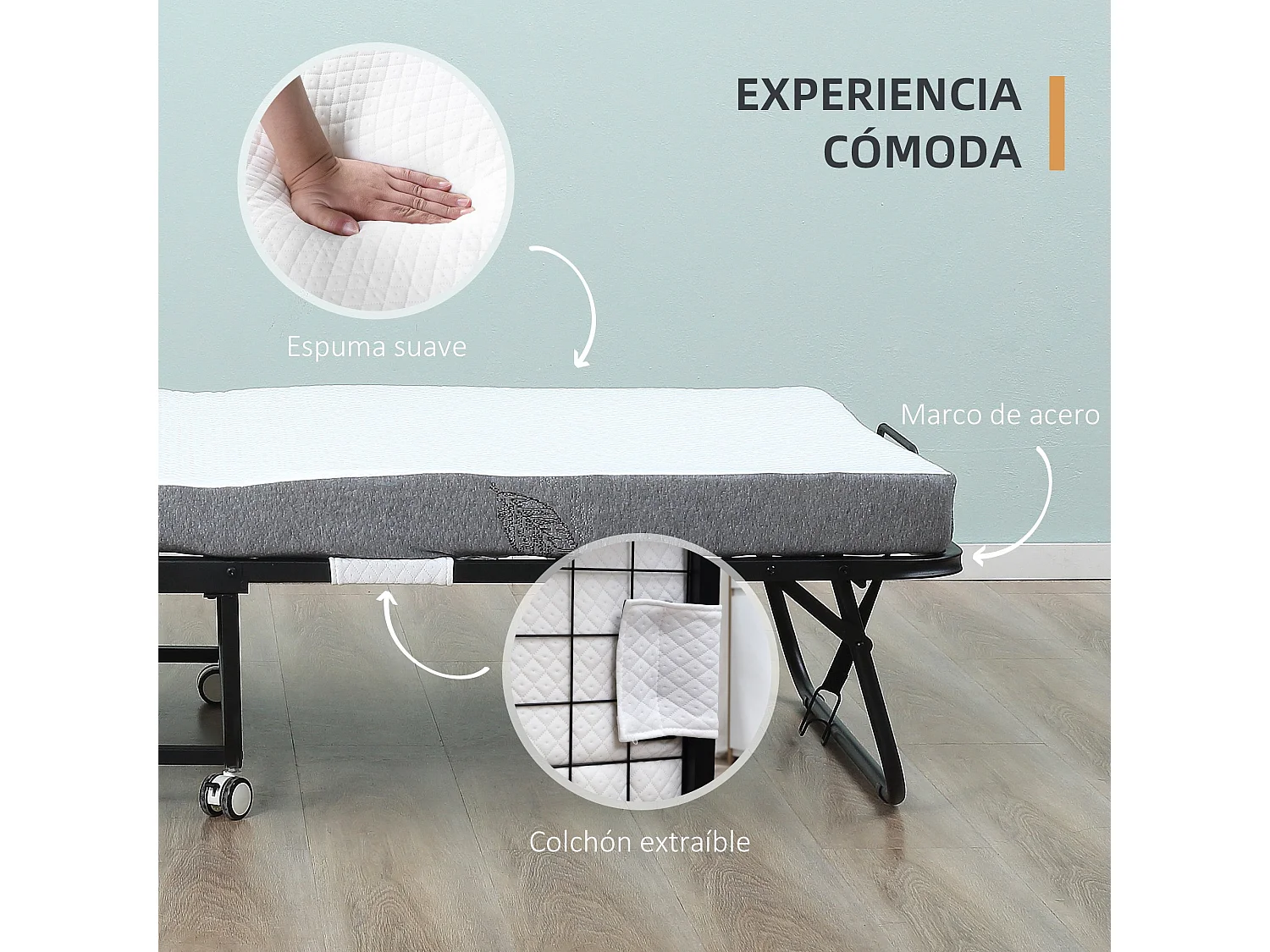 Cama plegable blanco 200x90x42.5 cm HOMCOM