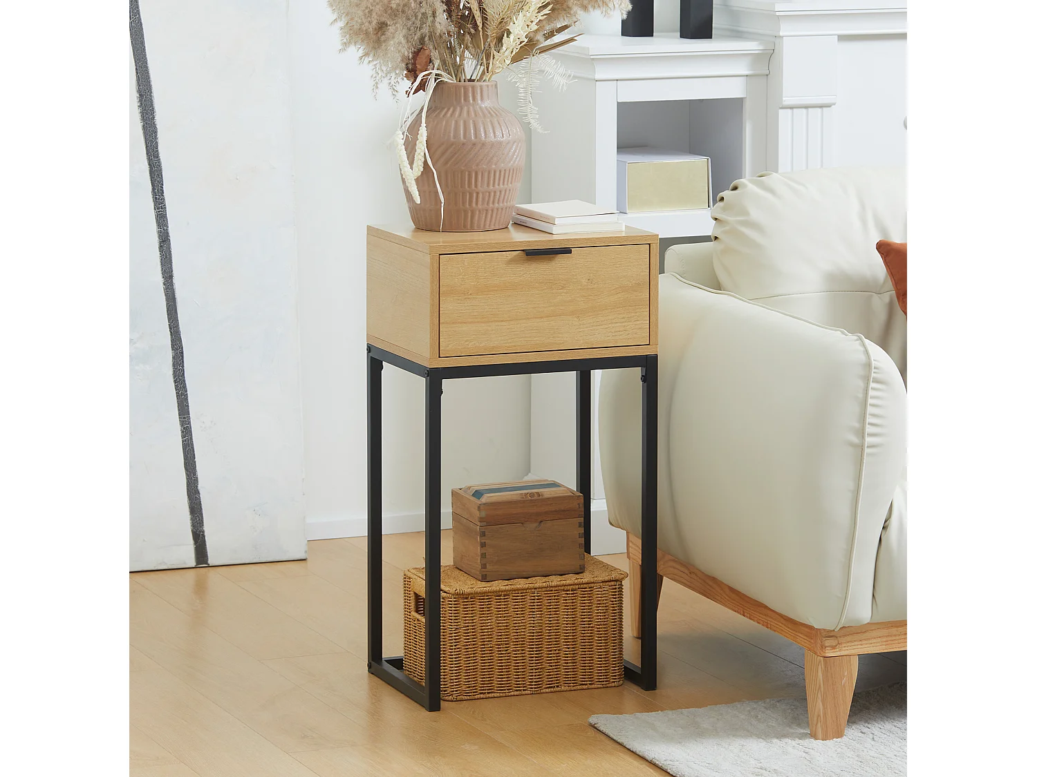 Mesa auxiliar madera natural 40x30x76 cm HOMCOM