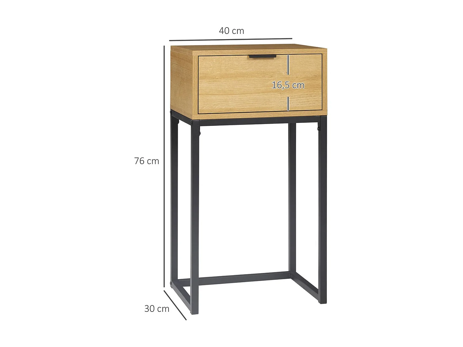 Mesa auxiliar madera natural 40x30x76 cm HOMCOM