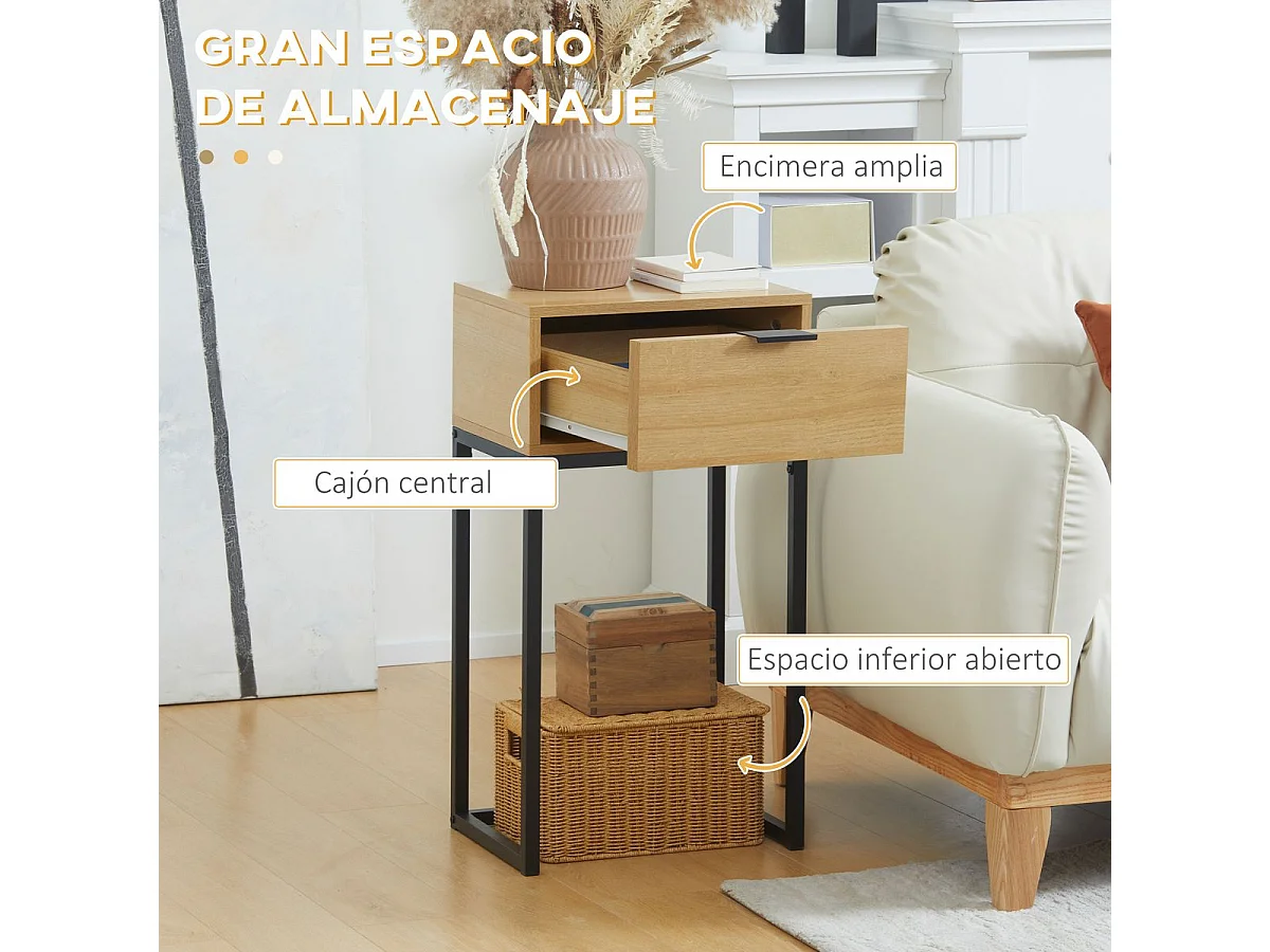 Mesa auxiliar madera natural 40x30x76 cm HOMCOM