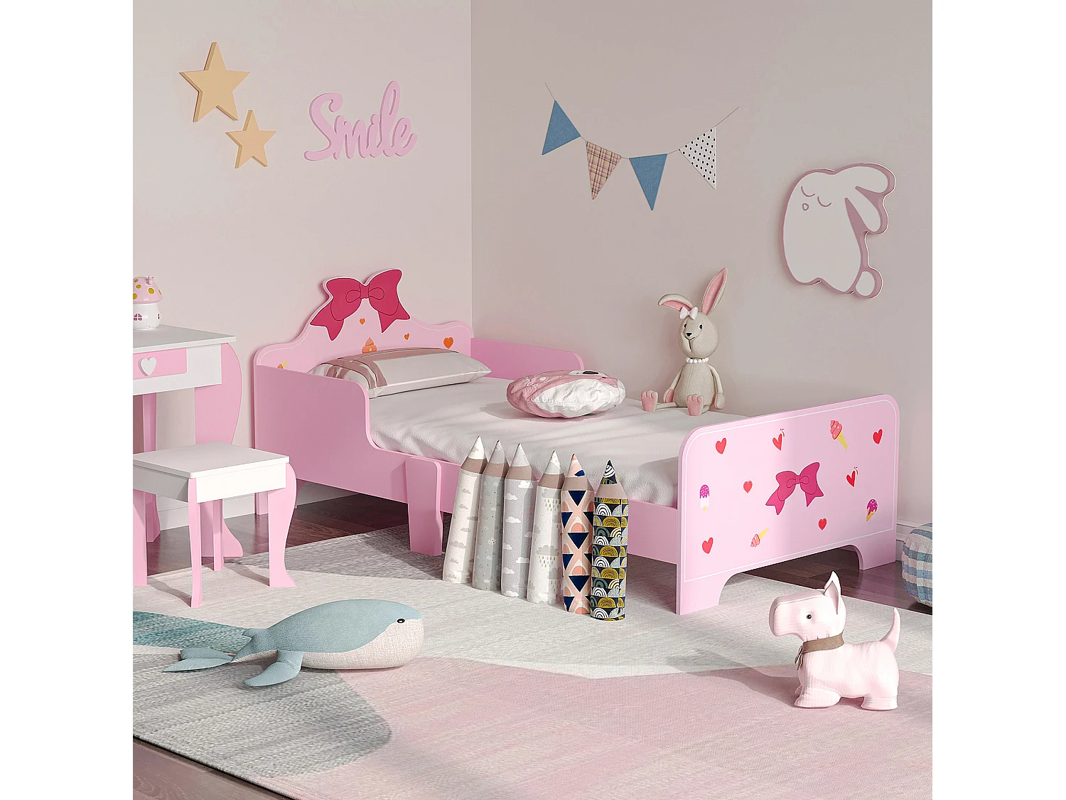 Cama para niños rosa 143x74x59 cm ZONEKIZ