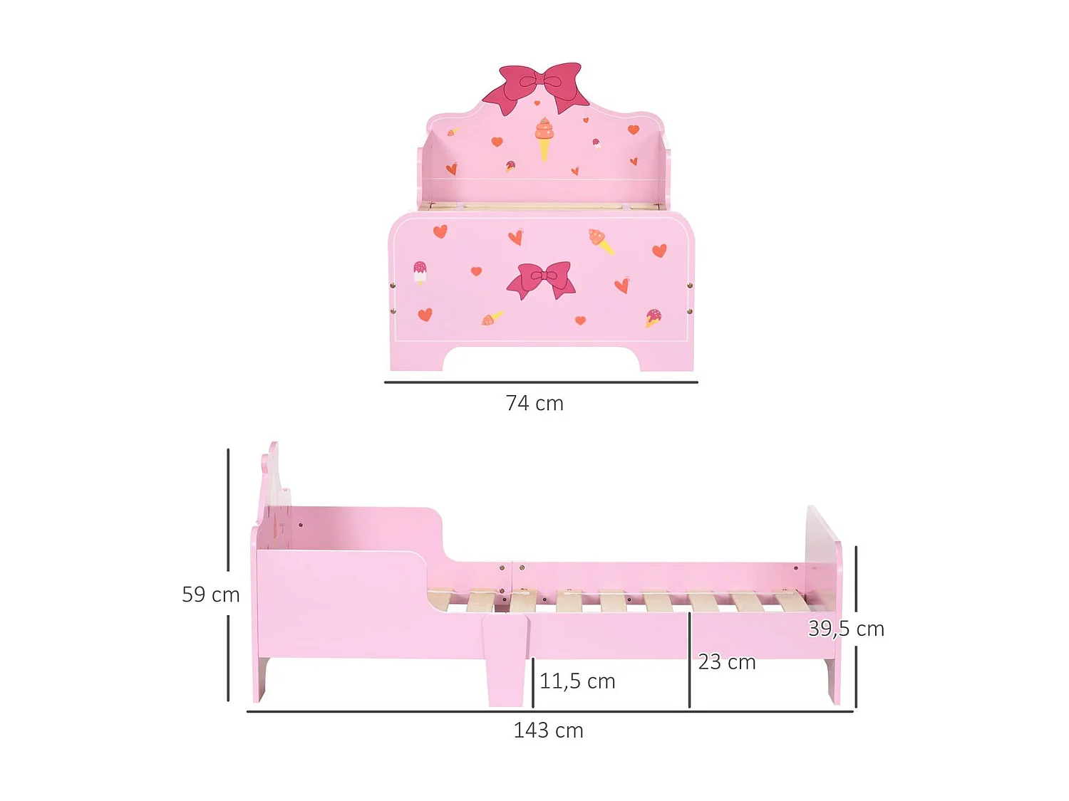 Cama para niños rosa 143x74x59 cm ZONEKIZ