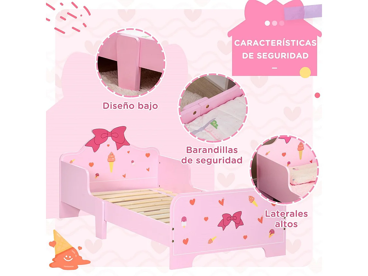 Cama para niños rosa 143x74x59 cm ZONEKIZ