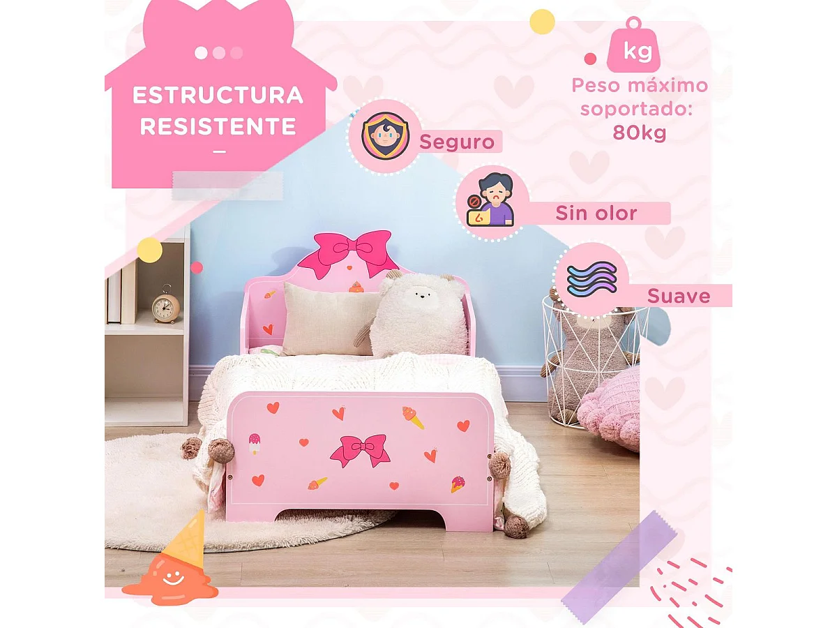 Cama para niños rosa 143x74x59 cm ZONEKIZ
