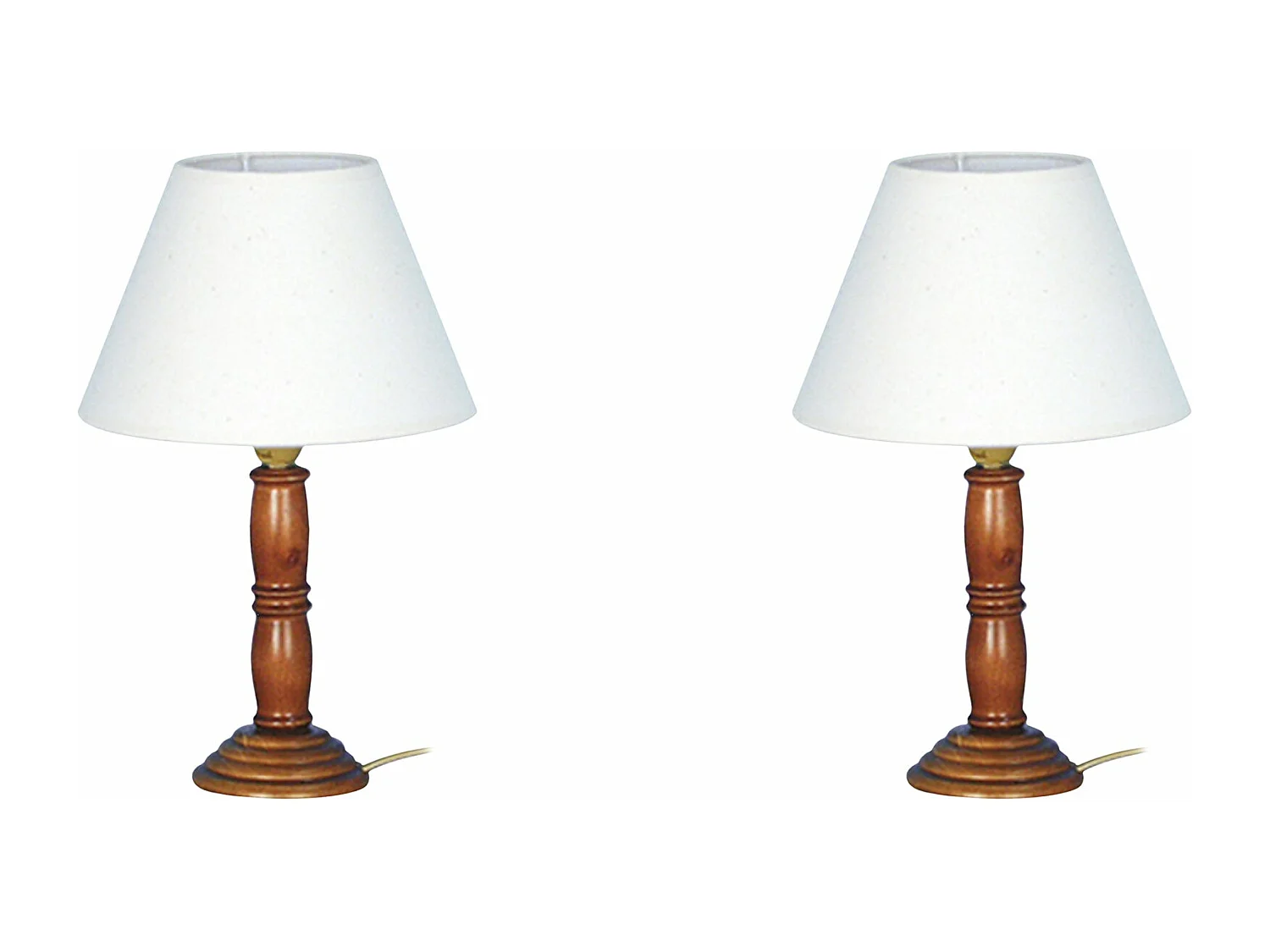 Pair de Lampes de chevet petit colonne bois  foncé  26,5 cm.