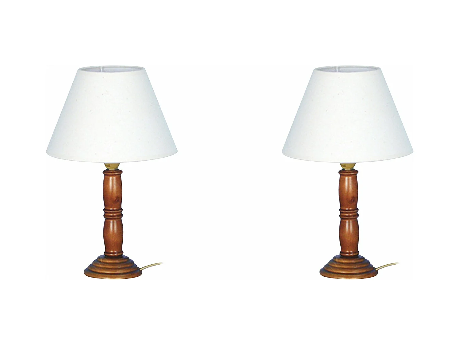 Pair de Lampes de chevet petit colonne bois  foncé  26,5 cm.