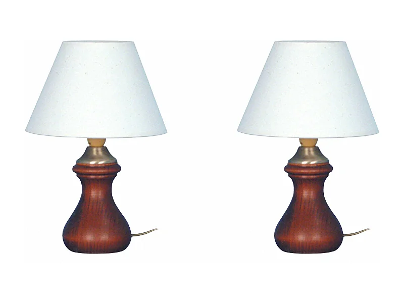 Pair de Lampes de chevet colonne,lise bois  foncé  26,5 cm.