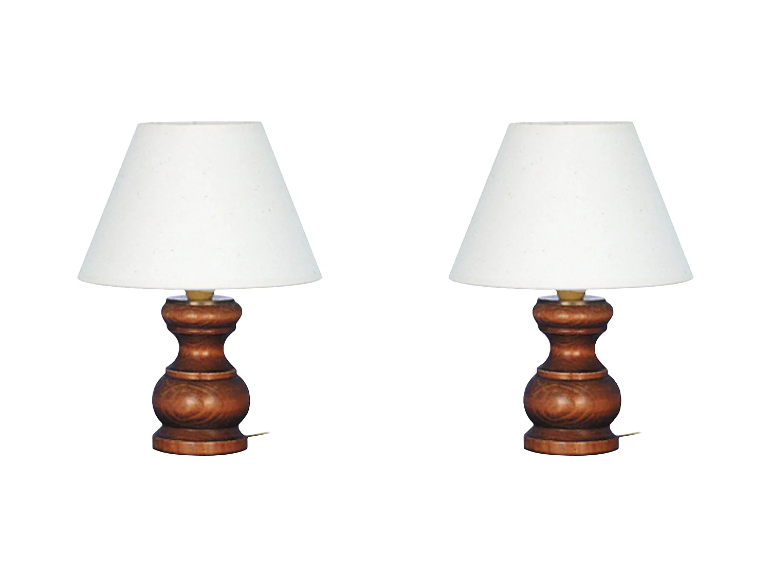 Pair de Lampes de chevet colonne bois  foncé  26,5 cm.