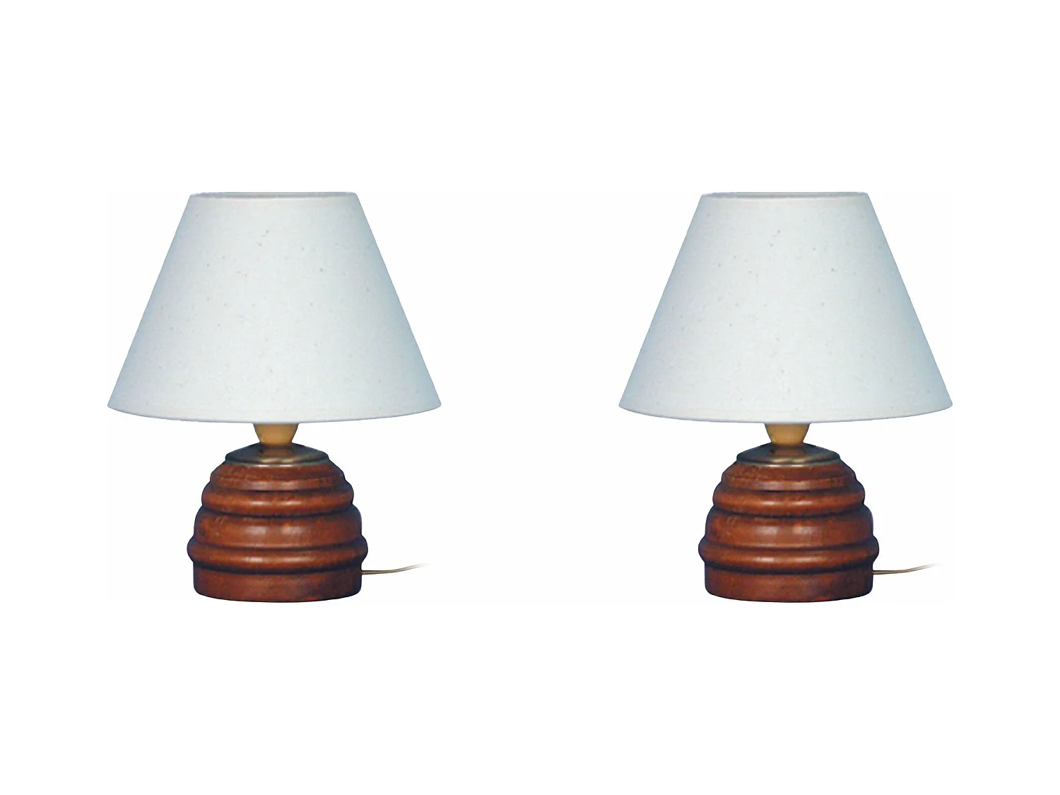 Pair de Lampes de chevet colonne bois  foncé 21,5 cm.