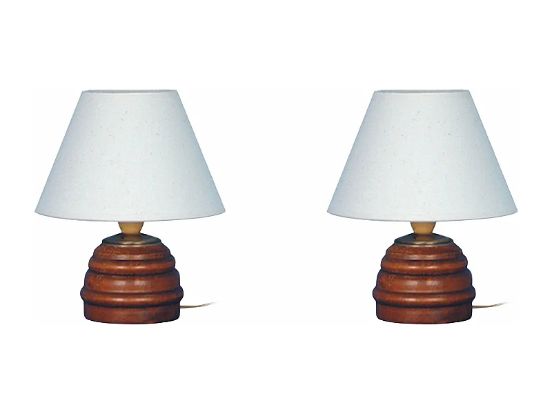 Pair de Lampes de chevet colonne bois  foncé 21,5 cm.