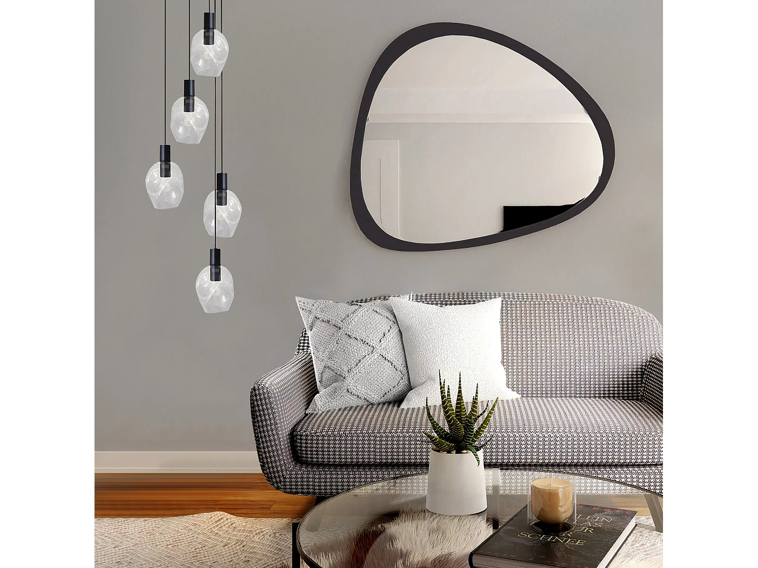 Suspensão TOSEL  VINGOLF vidro conjunto azul acinzentado D60 x  H100  cm