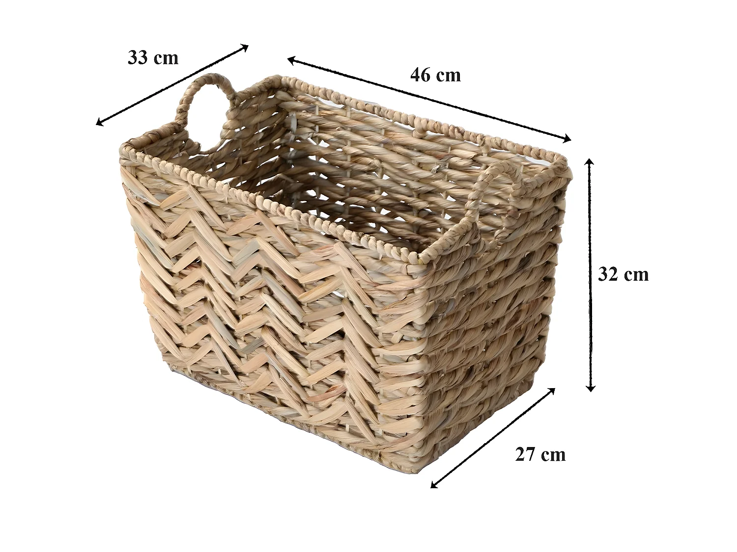 Panier haut en jacinthe d'eau - L46cm x H32 cm