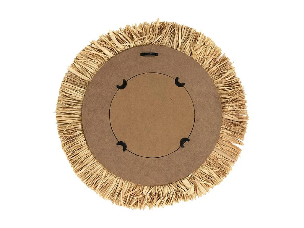Miroir Mural en Paille "Sauvage" 58cm Beige & Noir
