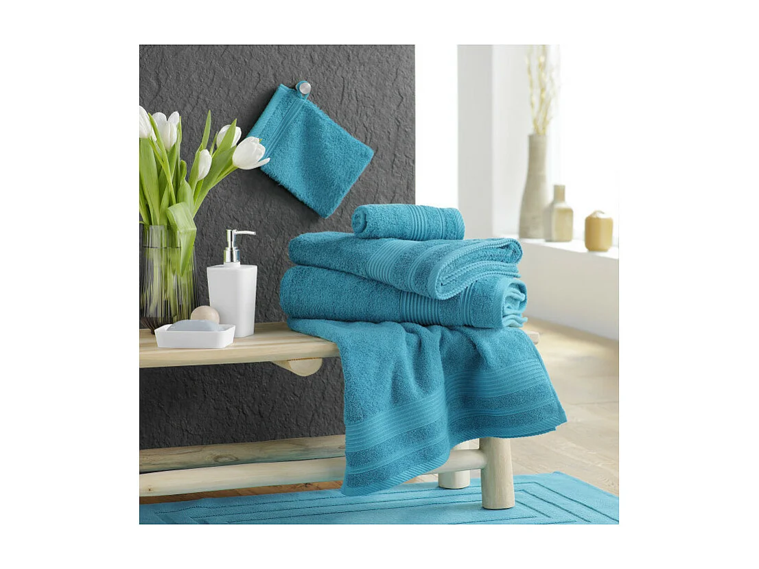 Drap de Douche "Tendresse" 70x130cm Bleu Paon