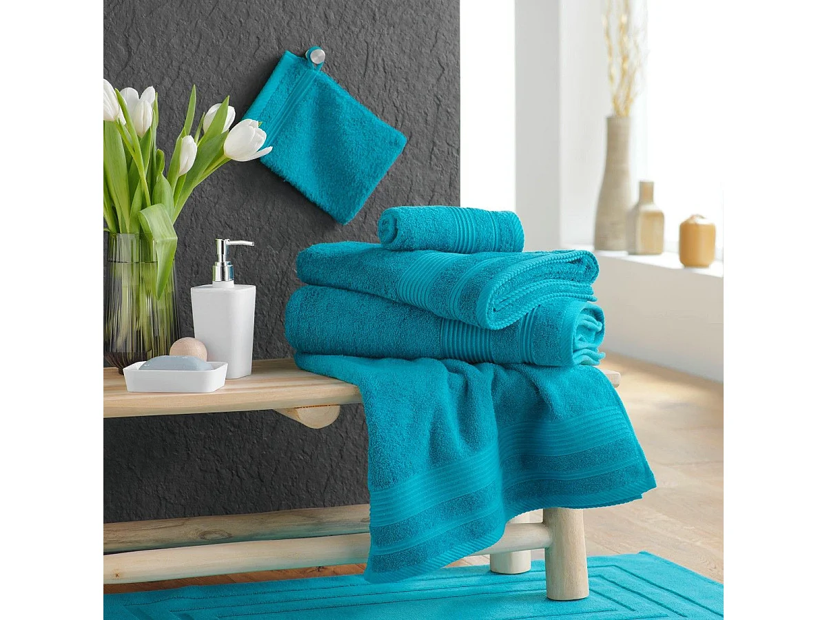 Drap de Douche "Tendresse" 70x130cm Bleu Paon