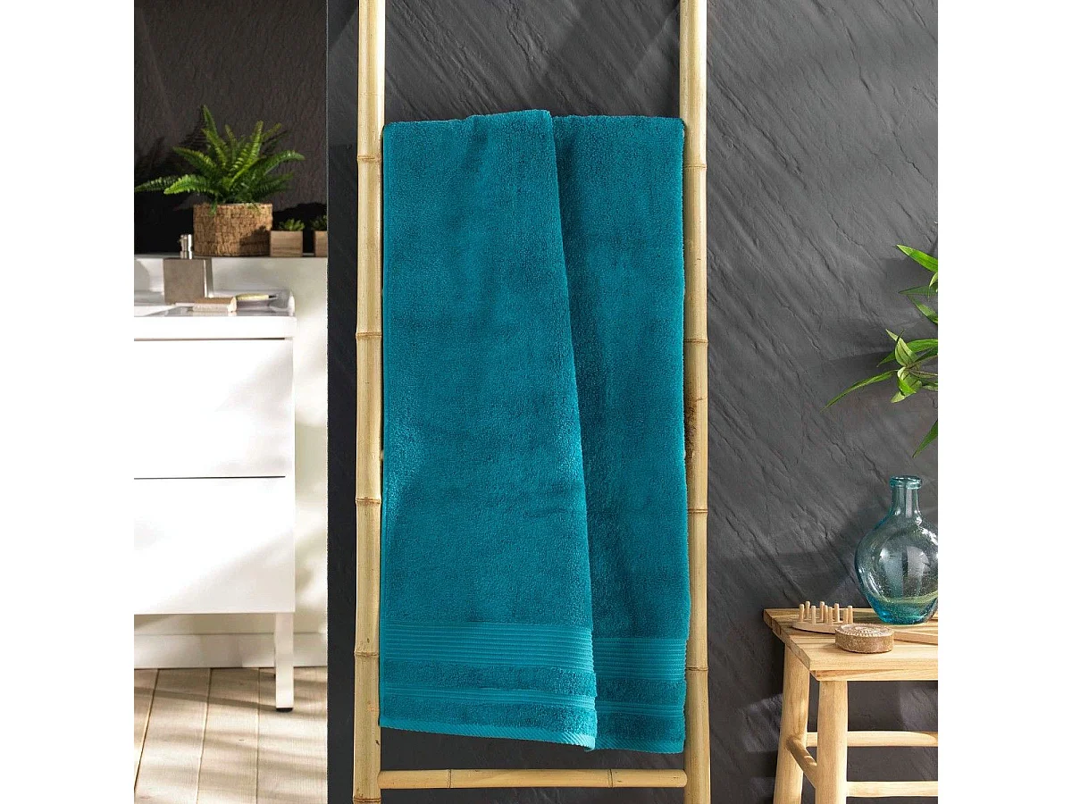 Drap de Douche "Tendresse" 70x130cm Bleu Paon
